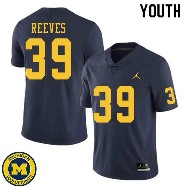 Youth University of Michigan #39 Lawrence Reeves Navy Stitched Football Jersey